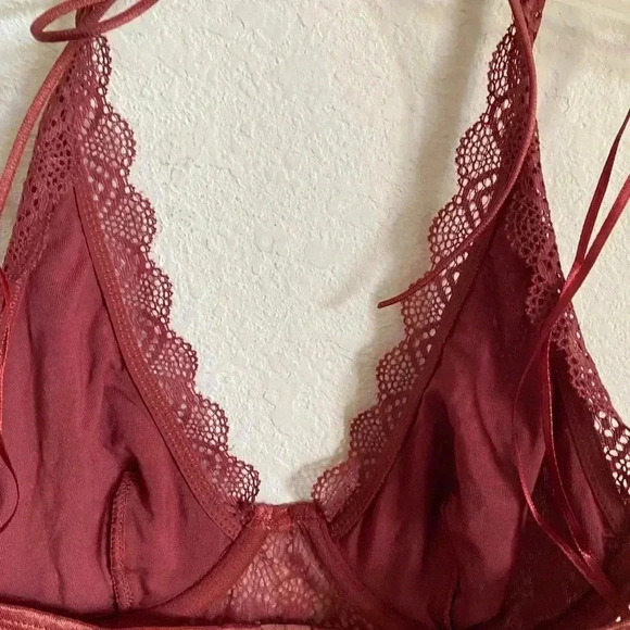 Out From Under Weekend In Marrakesh Halter Lace Brown Sheer Coquette Corset M - Picture 9 of 11